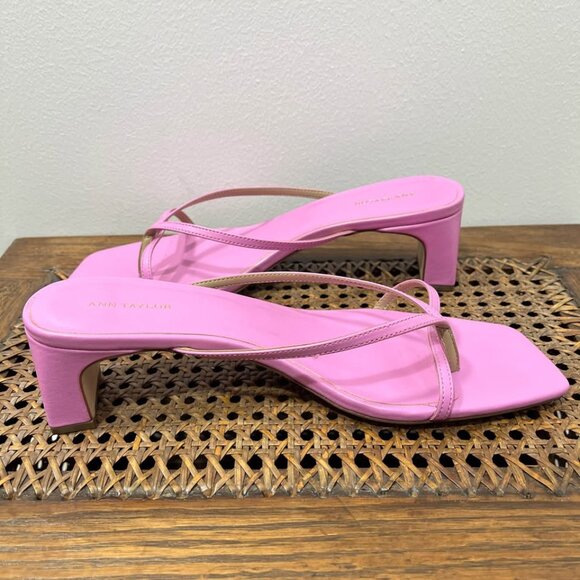 Size 10 Pink Square Toe Heeled Ann Taylor Sandals - Picture 2 of 6